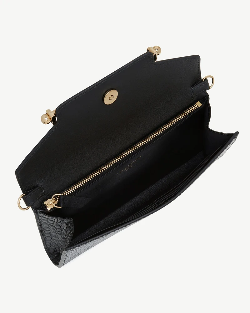 Multrees Chain Wallet - Croc-Embossed Leather Black