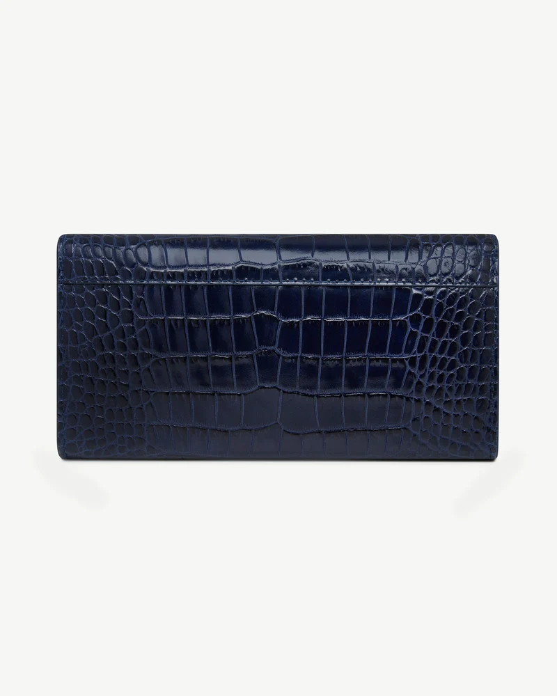 Multrees Chain Wallet - Croc-Embossed Leather Navy