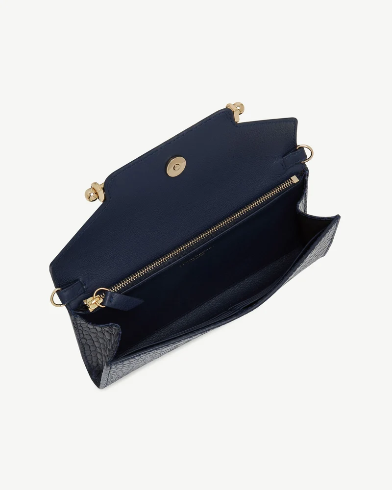 Multrees Chain Wallet - Croc-Embossed Leather Navy