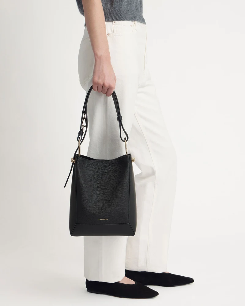 Lana Midi Bucket Bag - Black