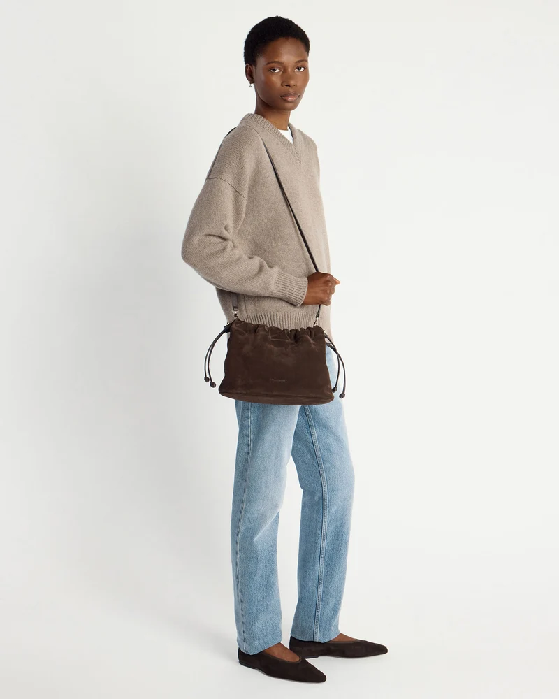 Charlotte Midi Drawstring - Chocolate Suede