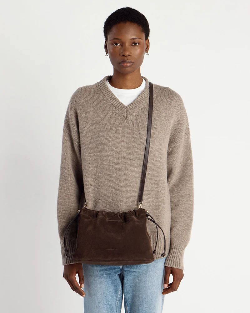 Charlotte Midi Drawstring - Chocolate Suede