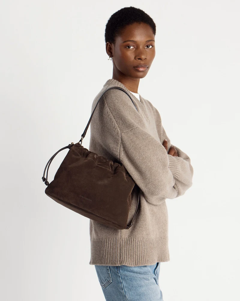Charlotte Midi Drawstring - Chocolate Suede