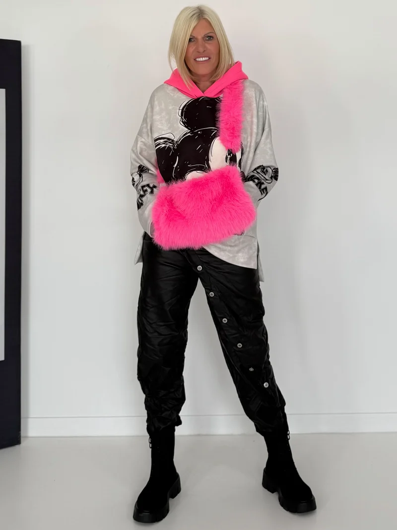 Muff / Felltasche - neonpink