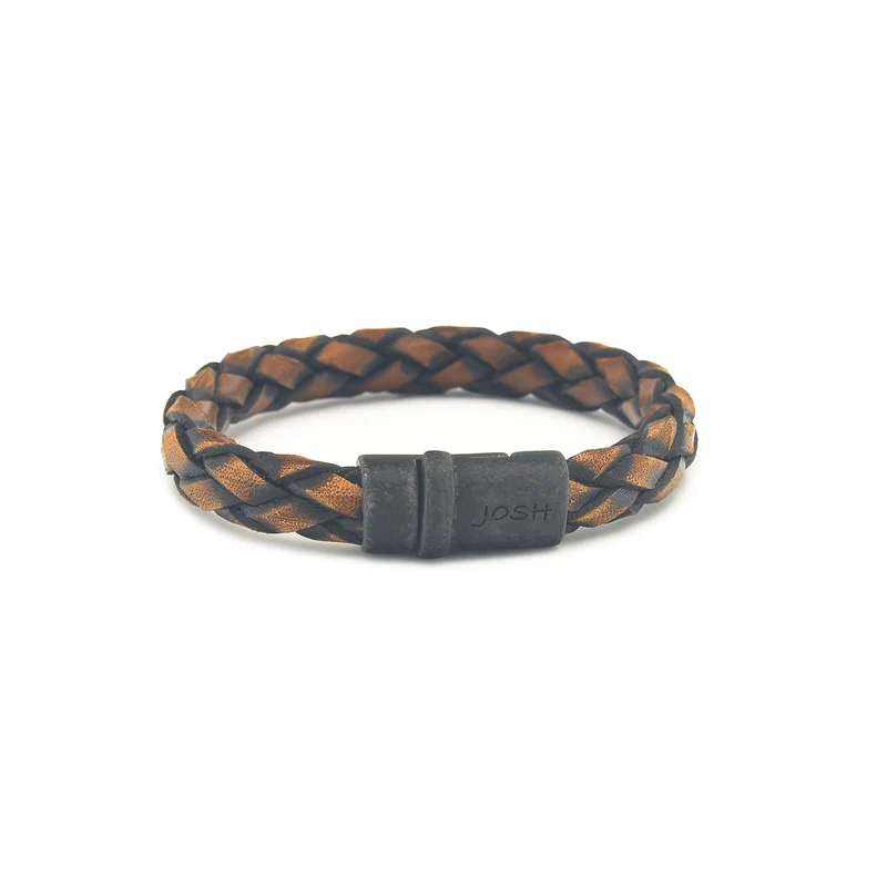 Josh Leather Bracelet 09328VB/BRWN/MED