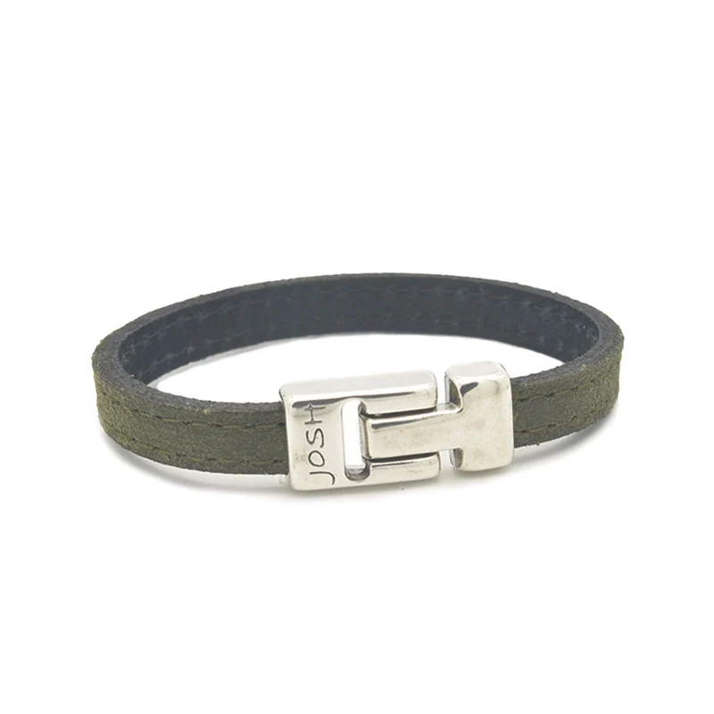 Josh Green Leather Bracelet 25036SL/GRNN/MED