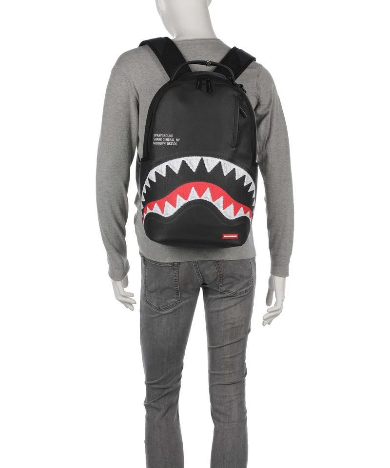 Sprayground Shark Central Black Embroidered Shark Rucksack black