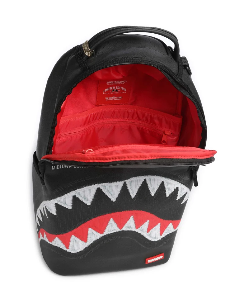 Sprayground Shark Central Black Embroidered Shark Rucksack black