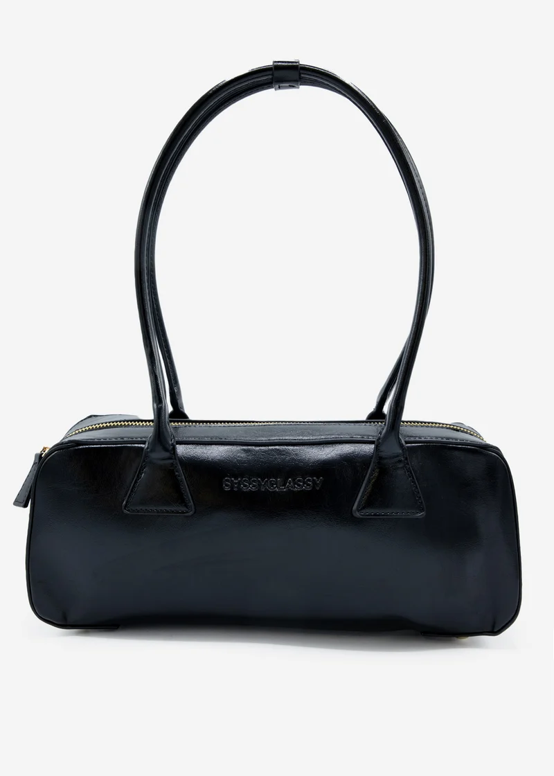 Schultertasche aus Kunstleder - schwarz