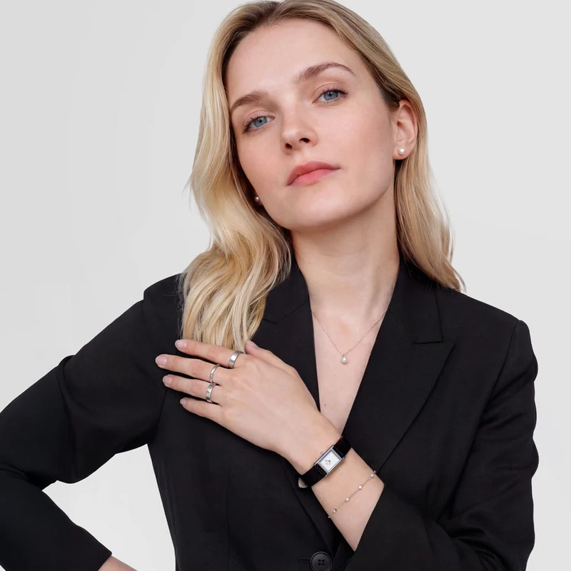 Daniel Wellington Bound Mini Black Lizard Silber Damen Uhr DW00100901