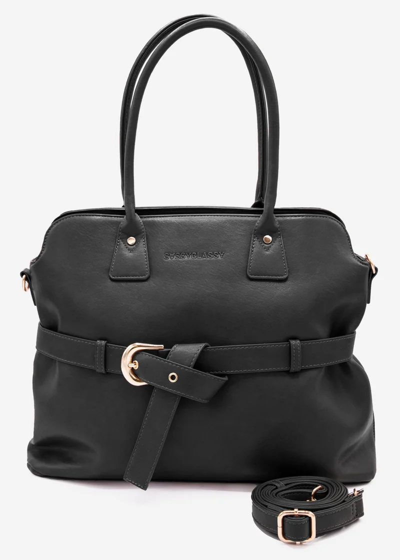 Business Handtasche mit Zierschnalle - schwarz
