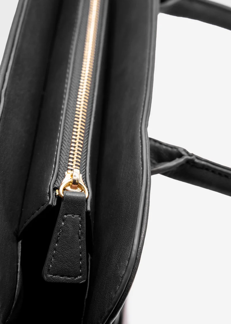 Business Handtasche mit Zierschnalle - schwarz