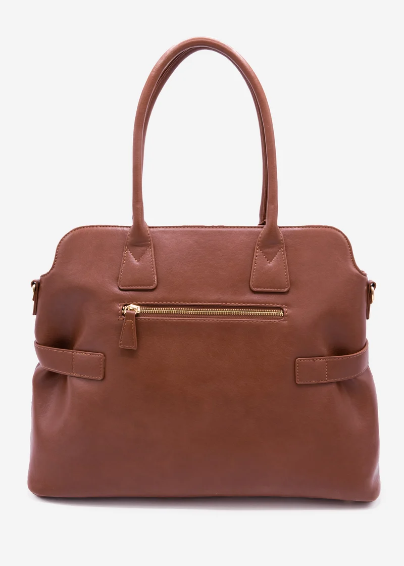Business Handtasche mit Zierschnalle - dunkelbraun
