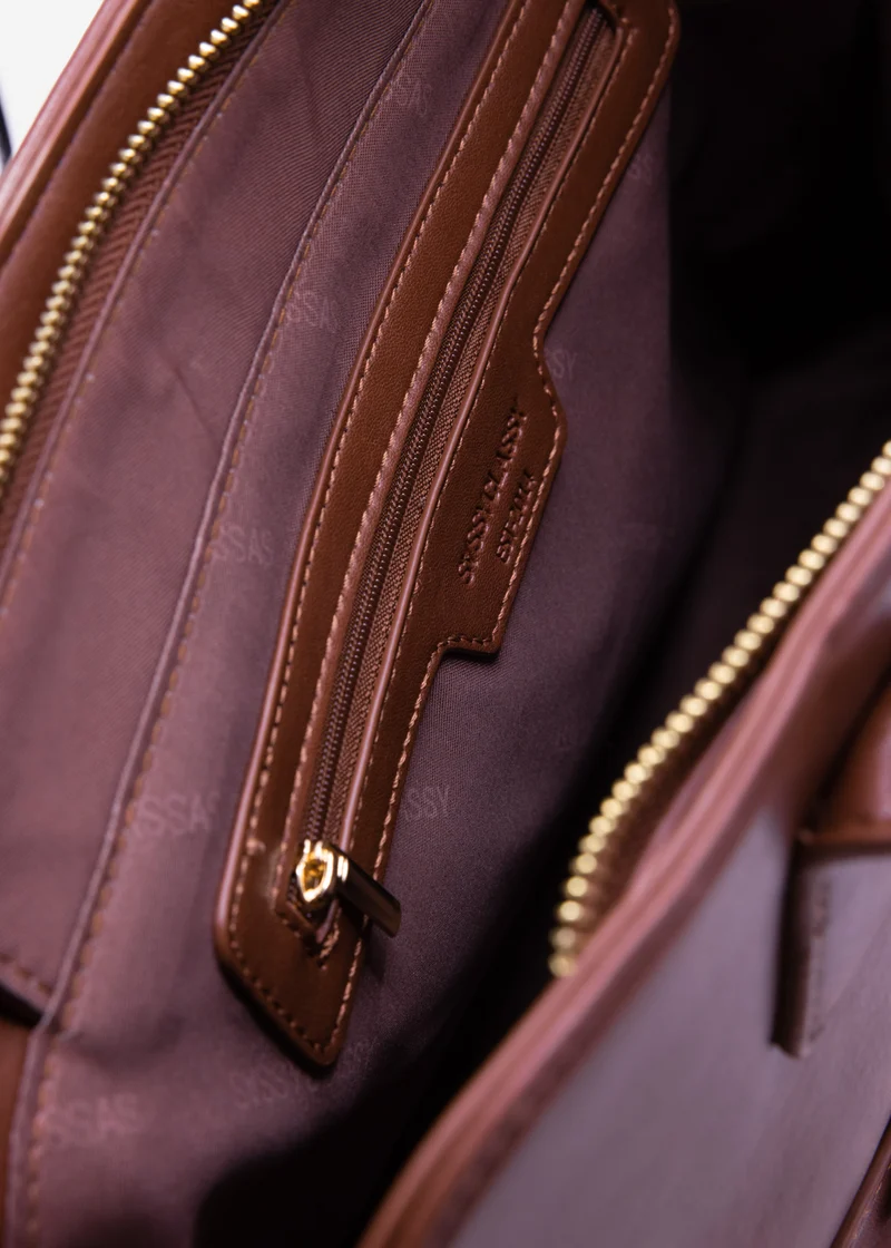 Business Handtasche mit Zierschnalle - dunkelbraun