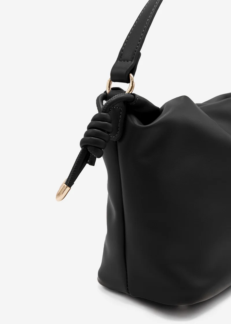 Bucket Bag aus Kunstleder - schwarz