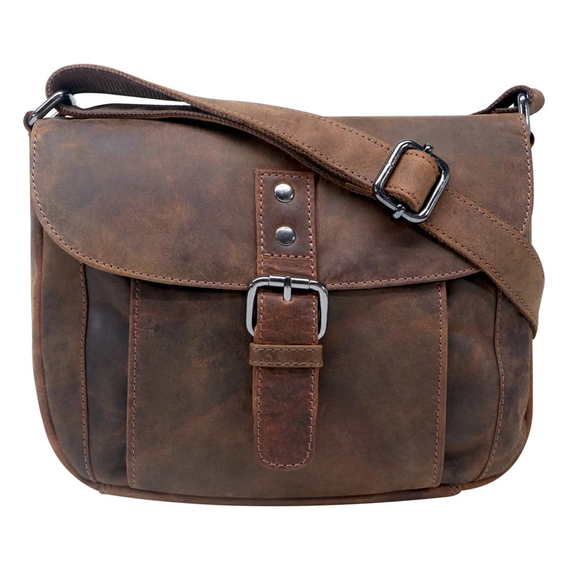 Lea Ledertasche Damen Klein Umhängetasche Braun Leder Crossbody