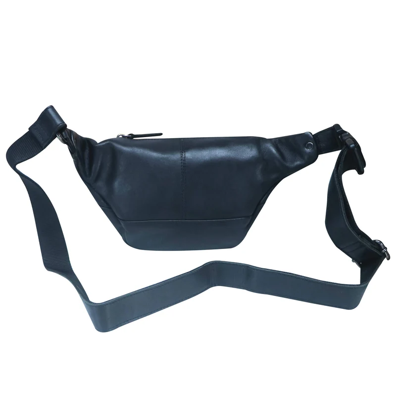 Xavi Brusttasche Damen Leder Hüfttasche Herren Gürteltasche Schwarz