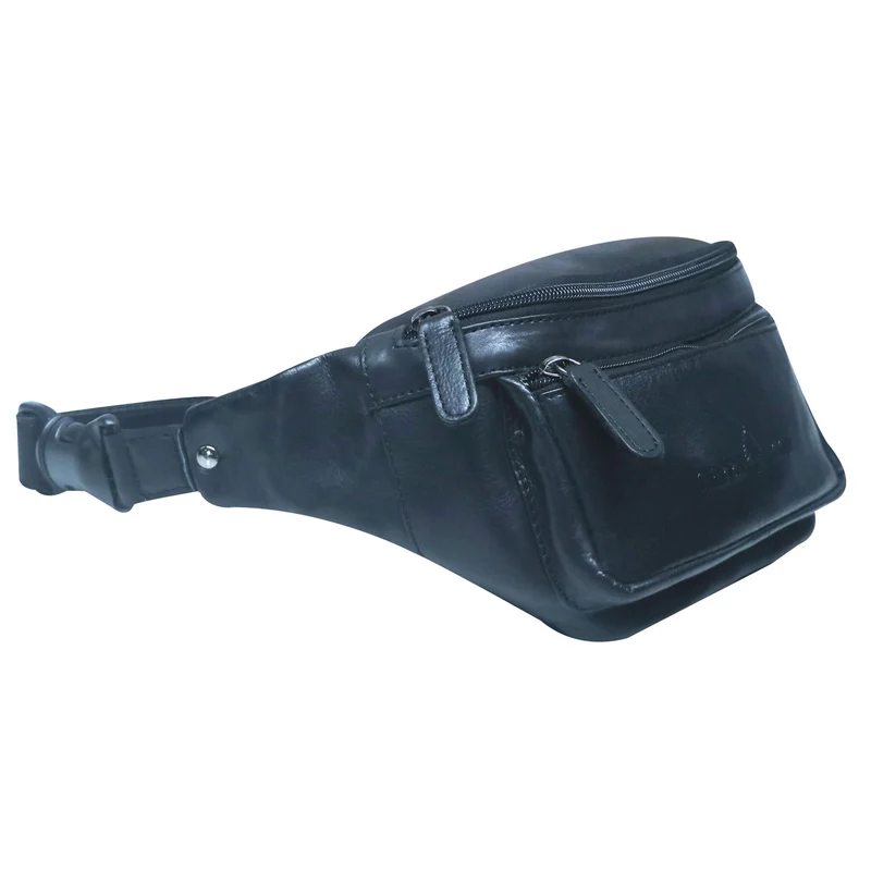 Xavi Brusttasche Damen Leder Hüfttasche Herren Gürteltasche Schwarz