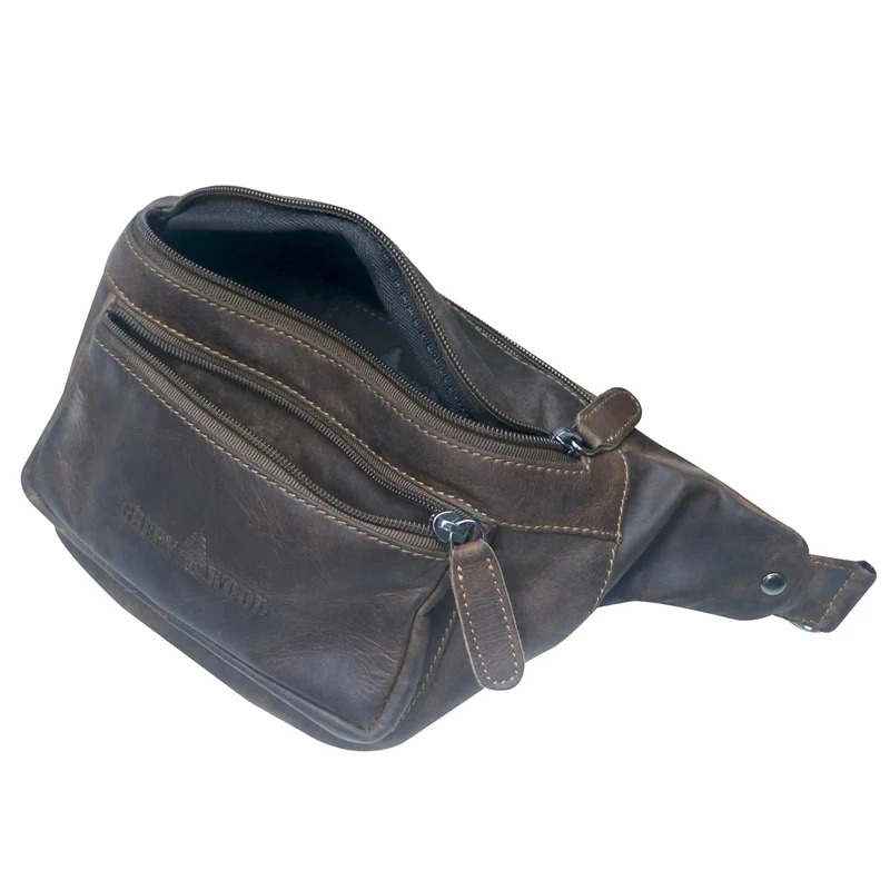 Xavi Brusttasche Damen Leder Hüfttasche Herren Gürteltasche Schwarz