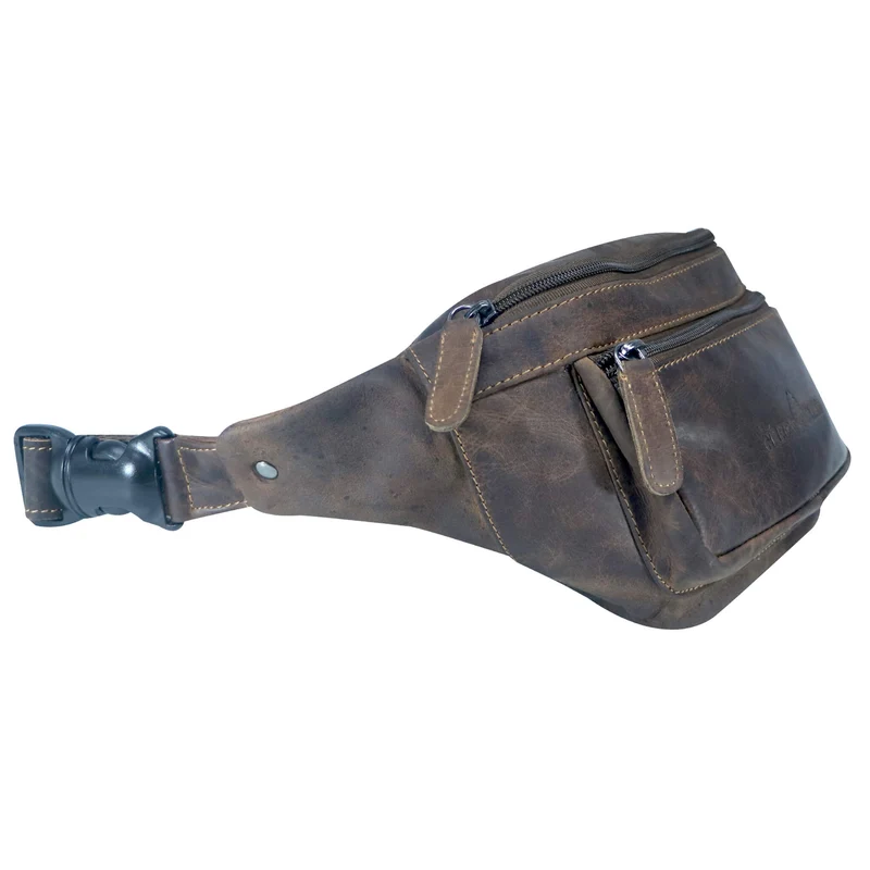 Xavi Brusttasche Damen Leder Hüfttasche Herren Gürteltasche Schwarz