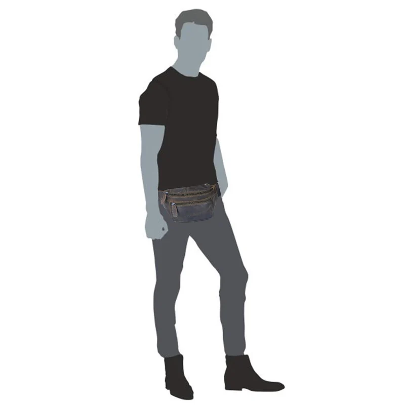 Xavi Brusttasche Damen Leder Hüfttasche Herren Gürteltasche Schwarz