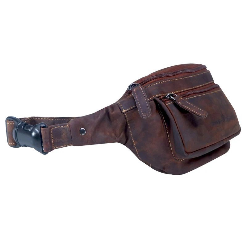 Xavi Brusttasche Damen Leder Hüfttasche Herren Gürteltasche Schwarz