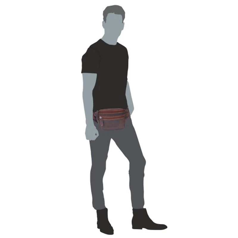 Xavi Brusttasche Damen Leder Hüfttasche Herren Gürteltasche Schwarz