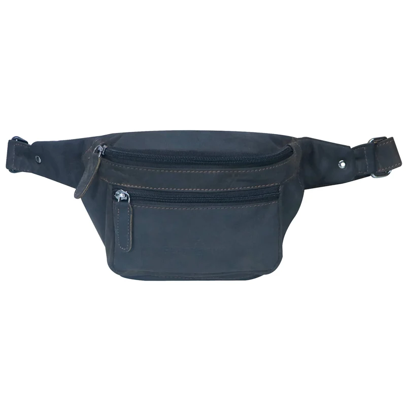 Xavi Brusttasche Damen Leder Hüfttasche Herren Gürteltasche Schwarz