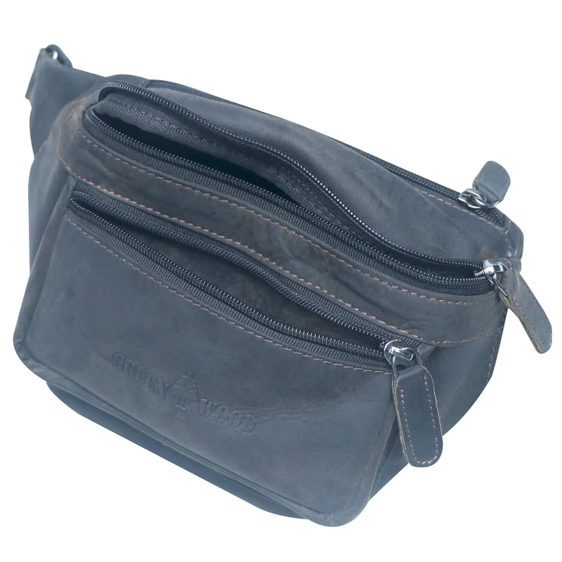 Xavi Brusttasche Damen Leder Hüfttasche Herren Gürteltasche Schwarz
