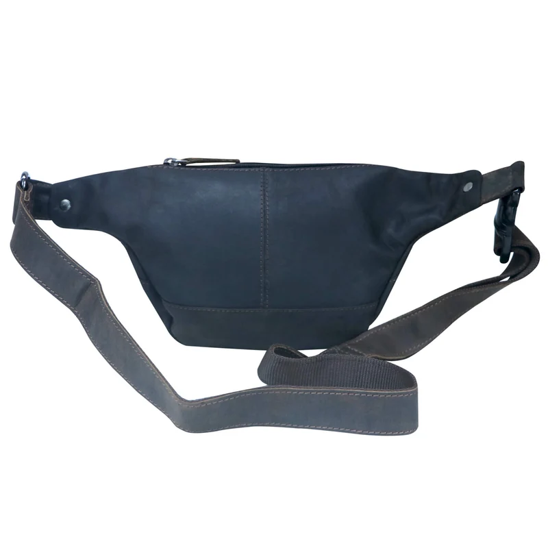 Xavi Brusttasche Damen Leder Hüfttasche Herren Gürteltasche Schwarz