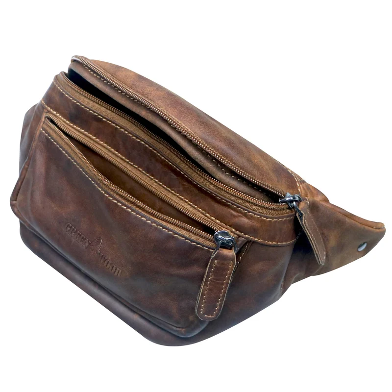 Xavi Brusttasche Damen Leder Hüfttasche Herren Gürteltasche Schwarz