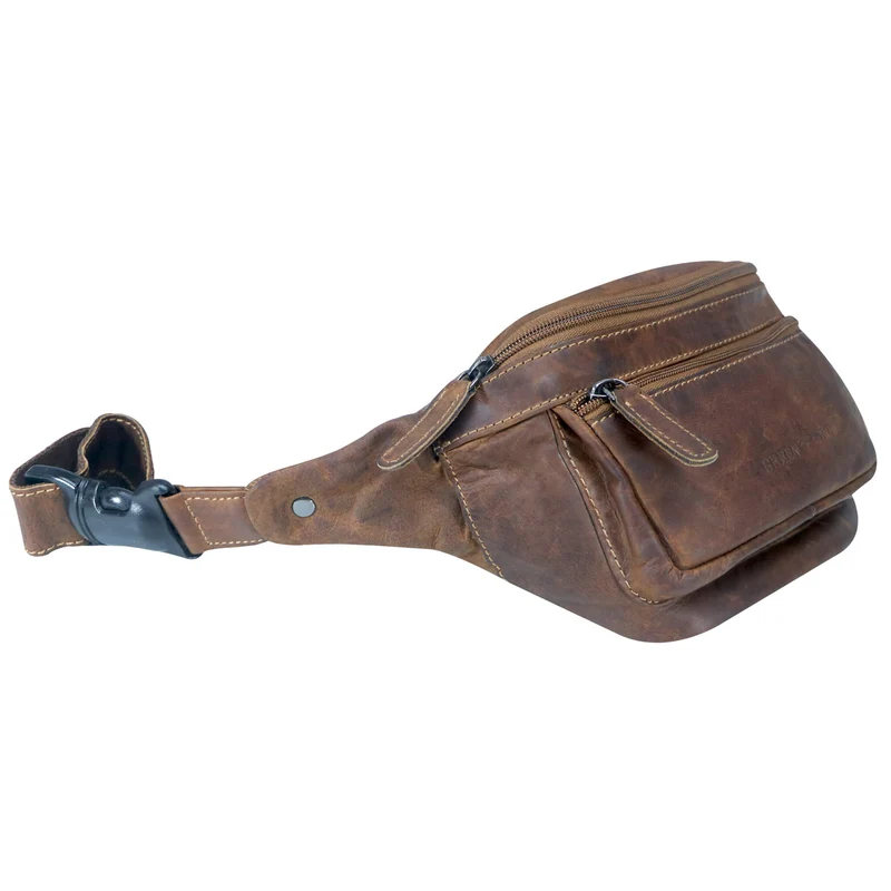 Xavi Brusttasche Damen Leder Hüfttasche Herren Gürteltasche Schwarz