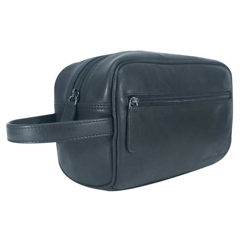 Amari Leder Kulturbeutel Herren Kulturtasche Damen mit Fächern
