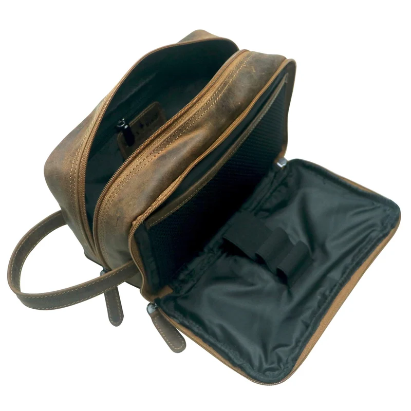 Gabi Kulturbeutel Männer Leder Kulturtasche Damen Wasserabweisend