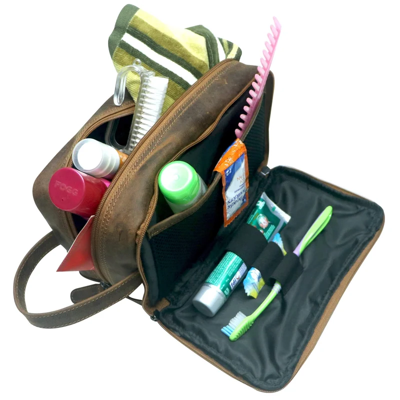 Gabi Kulturbeutel Männer Leder Kulturtasche Damen Wasserabweisend