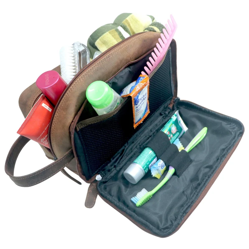 Gabi Kulturbeutel Männer Leder Kulturtasche Damen Wasserabweisend