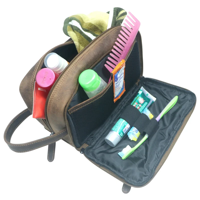 Gabi Kulturbeutel Männer Leder Kulturtasche Damen Wasserabweisend