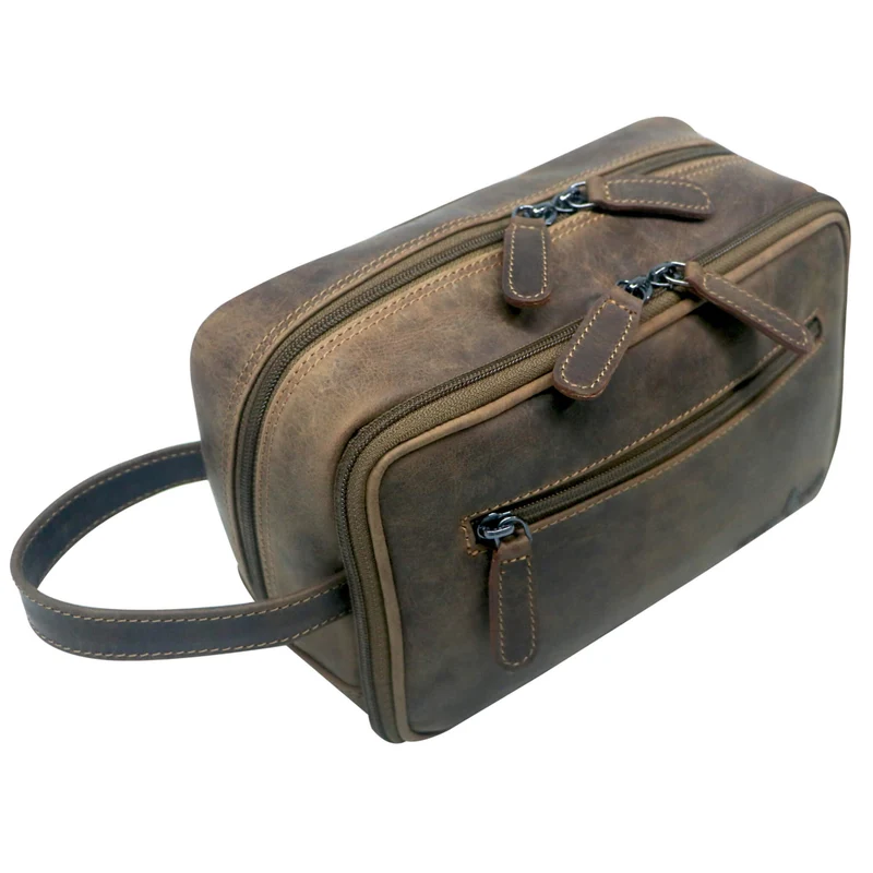 Gabi Kulturbeutel Männer Leder Kulturtasche Damen Wasserabweisend