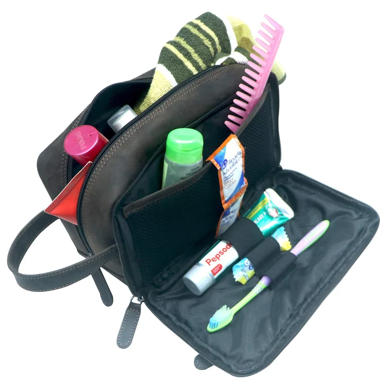 Gabi Kulturbeutel Männer Leder Kulturtasche Damen Wasserabweisend