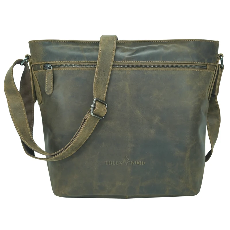 Olga Handtasche Damen Leder Große Umhängetasche Uni Tasche