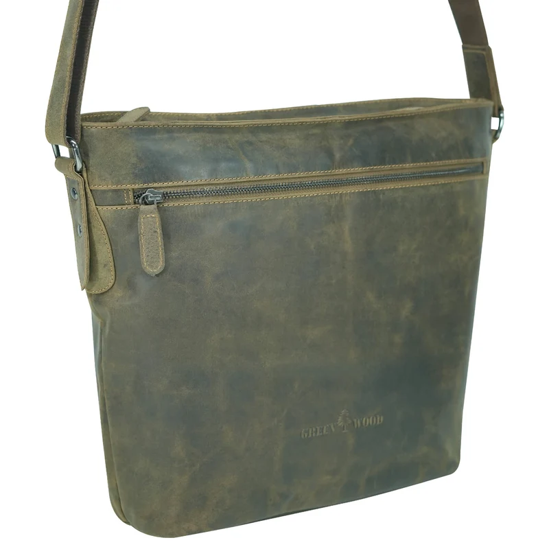 Olga Handtasche Damen Leder Große Umhängetasche Uni Tasche