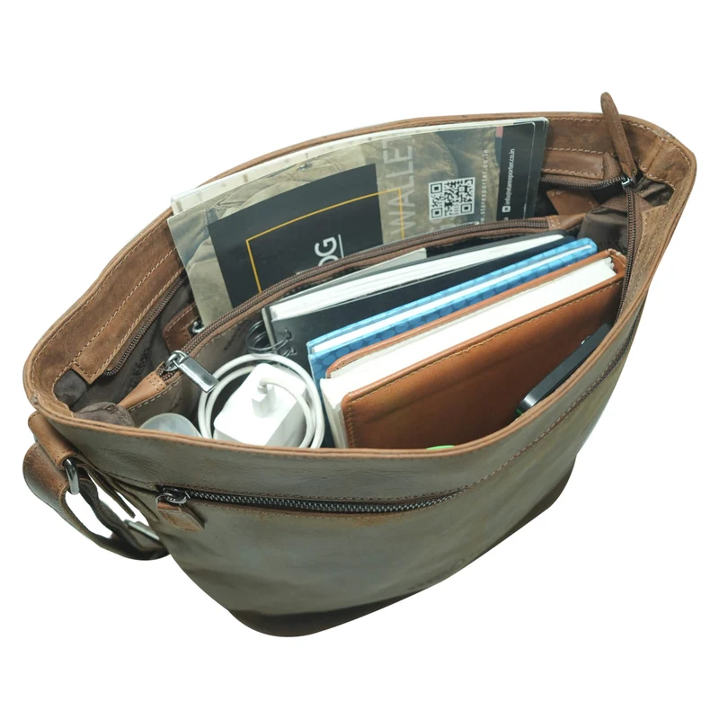Olga Handtasche Damen Leder Große Umhängetasche Uni Tasche
