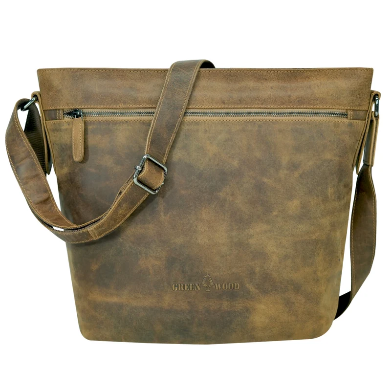 Olga Handtasche Damen Leder Große Umhängetasche Uni Tasche