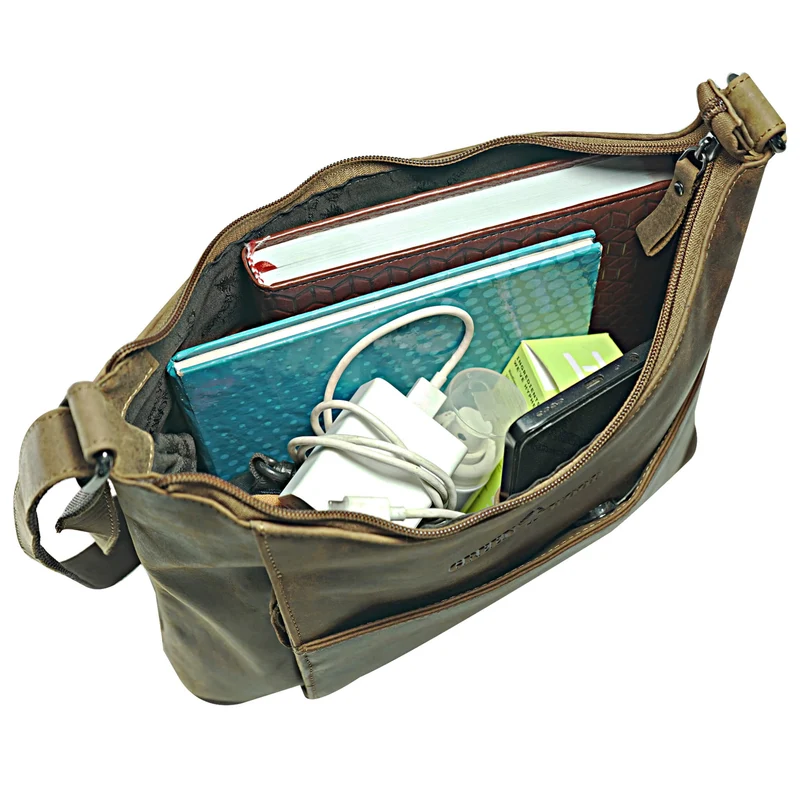 Lily Umhängetasche Damen Mittelgroß Leder Handtasche Schultertasche