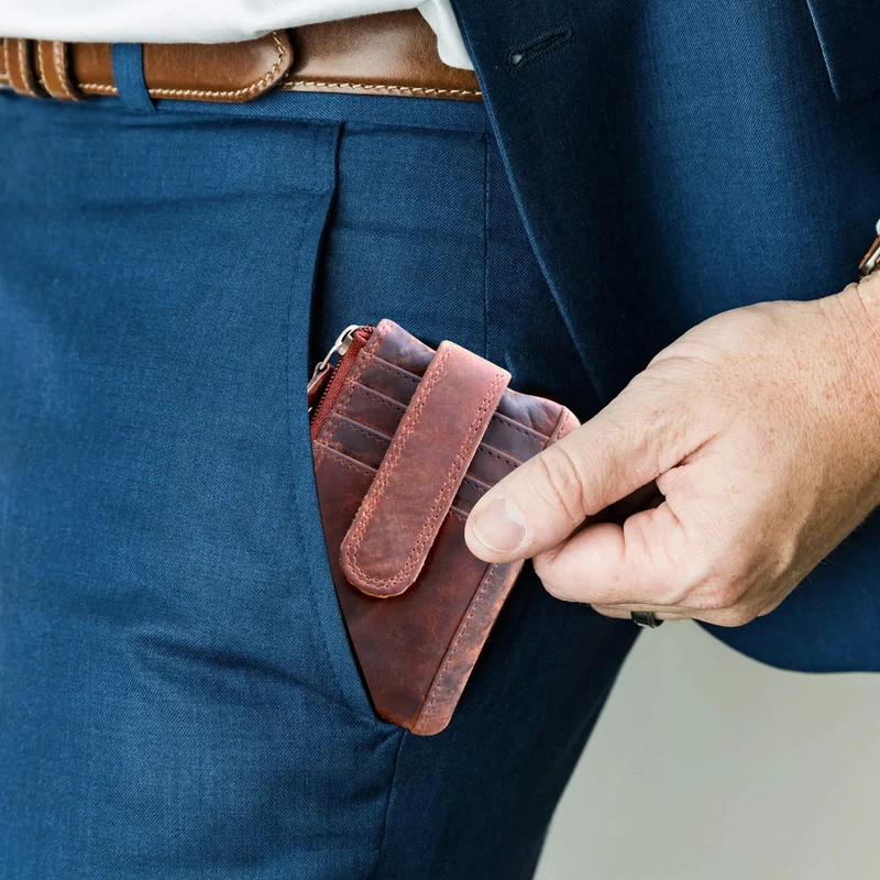 Reed Schlüsselmäppchen für Autoschlüssel mit Kartenfach Schlüsseletui Leder