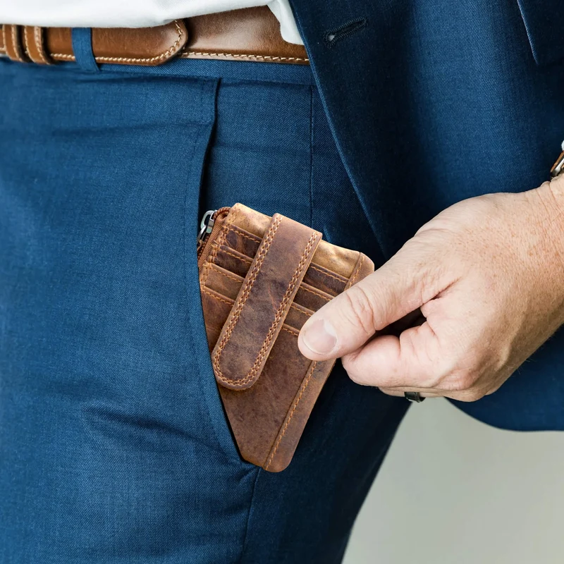 Reed Schlüsselmäppchen für Autoschlüssel mit Kartenfach Schlüsseletui Leder