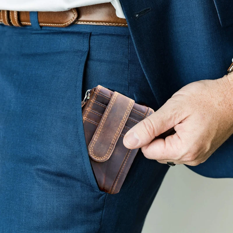 Reed Schlüsselmäppchen für Autoschlüssel mit Kartenfach Schlüsseletui Leder
