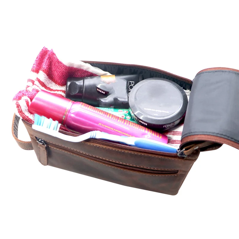 Beth Waschtasche Damen Kosmetiktasche Leder Kulturbeutel Reisen Herren