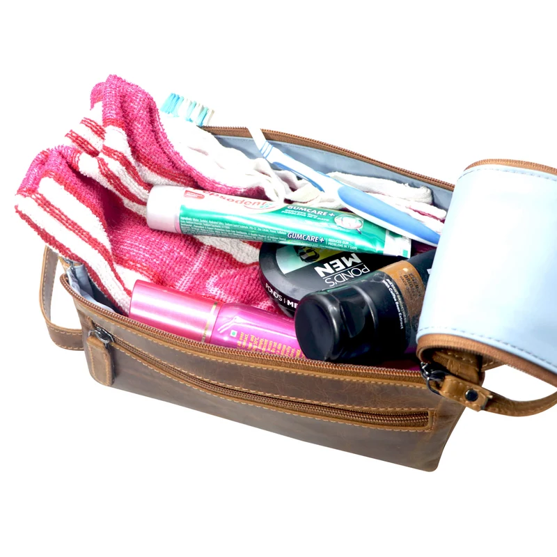 Beth Waschtasche Damen Kosmetiktasche Leder Kulturbeutel Reisen Herren
