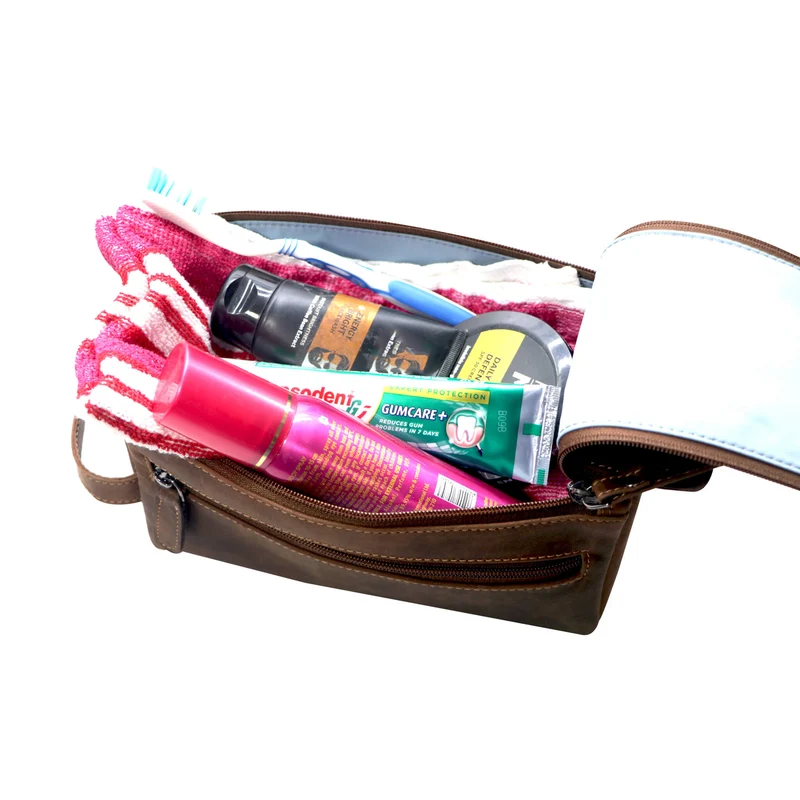 Beth Waschtasche Damen Kosmetiktasche Leder Kulturbeutel Reisen Herren